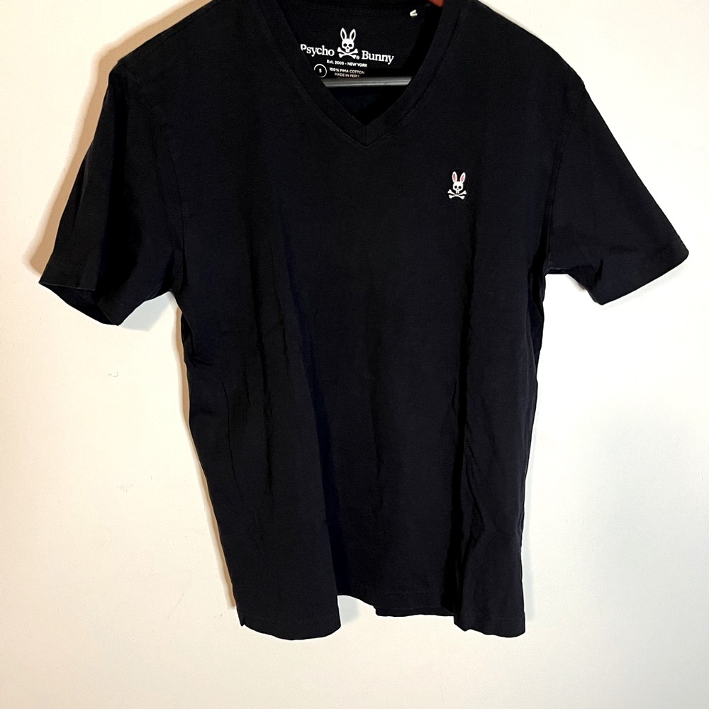 Psycho Bunny Men's Black V-Neck Shirt